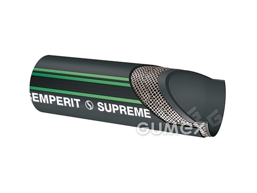 Tlaková hadica viacúčelová SUPREME, 6/13mm, 20bar, vysokoakostná prémiová guma, -35°C/+135°C (olej) +120°C (vzduch), +100°C (voda), čierna so zelenými pruhmi